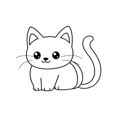 Baby cat line art, Baby Cat Vector Black and white illustration