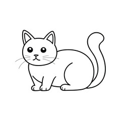 Cute Illusration of kity, black and white kitty vector illustration