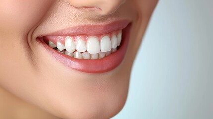 Obraz premium Perfect healthy teeth smile of a woman isolated on a white background.