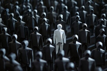 Obraz premium Discover the best candidate for success! Stand out in business with our quality image showcasing a winning leader amidst the crowd. Choose excellence today.