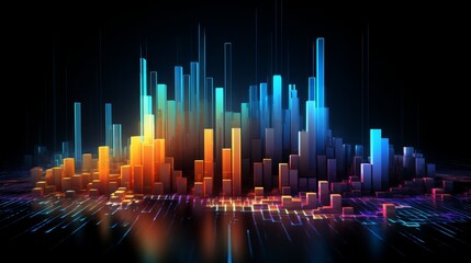 A city made of colorful blocks with a black background.
