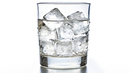 Glass of refreshing soda water with ice cubes 