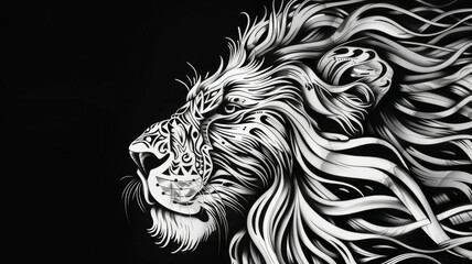 Striking Black and White Tribal Lion Art A Powerful Cultural Symbol