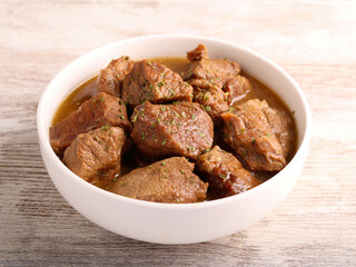 Beef stew in bowl