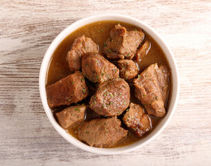 Beef stew in bowl
