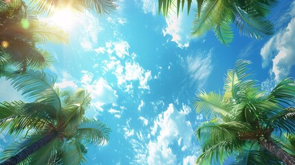 palm trees on sky background 