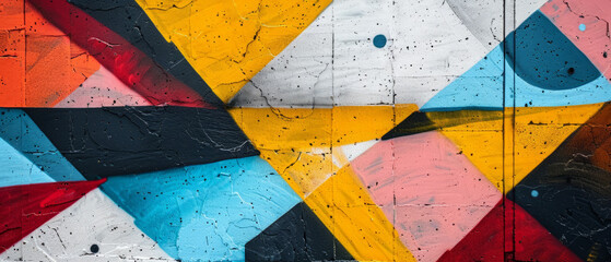Naklejka premium Modern graffiti artwork featuring geometric patterns and sharp lines, showcasing urban creativity and contemporary expression.