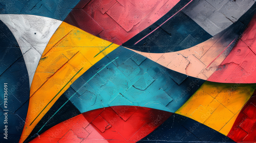 Poster contemporary graffiti artwork with geometric shapes and precise lines creating a visually striking c