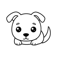 Cute puppy illustration of dog, Beautiful illustration vector art of puppy, black and white puppy illustration
