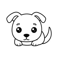 Fototapeta premium Cute puppy illustration of dog, Beautiful illustration vector art of puppy, black and white puppy illustration