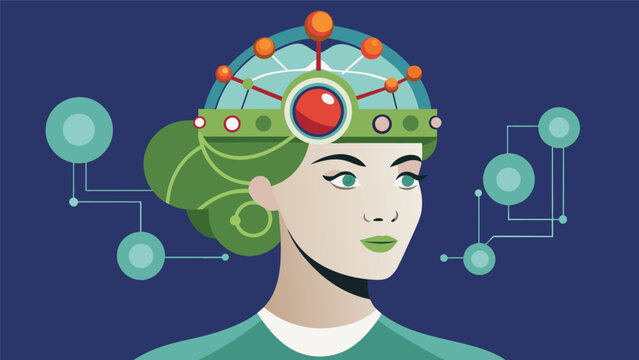 An elegant headpiece that utilizes advanced neuroimaging techniques to decode and translate brain activity for effortless conversation in any.