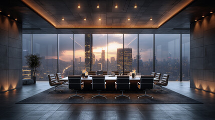 Luxurious conference room overlooking the city