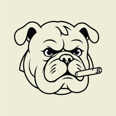 dog with cigar vector black and white illustration vector art, colorbook dog illustration