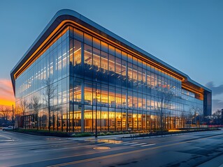 Obraz premium Modern Architecture Illuminated at Dusk