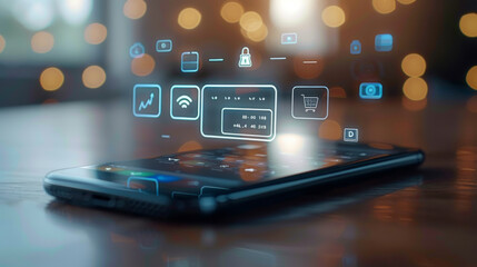 Illustration of various payment method icons hovering over a smartphone, symbolizing convenient and secure online transactions.