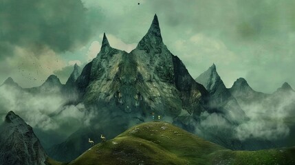 A mountain range, representing the unwavering strength of Taurus , - obrazy, fototapety, plakaty