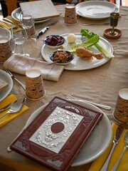 High resolution close up image of the Jewish Passover table- Israel