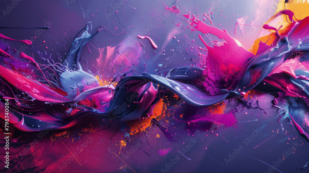 Poster abstract graffiti art with surreal shapes and neon colors creates a vibrant and dynamic visual exper