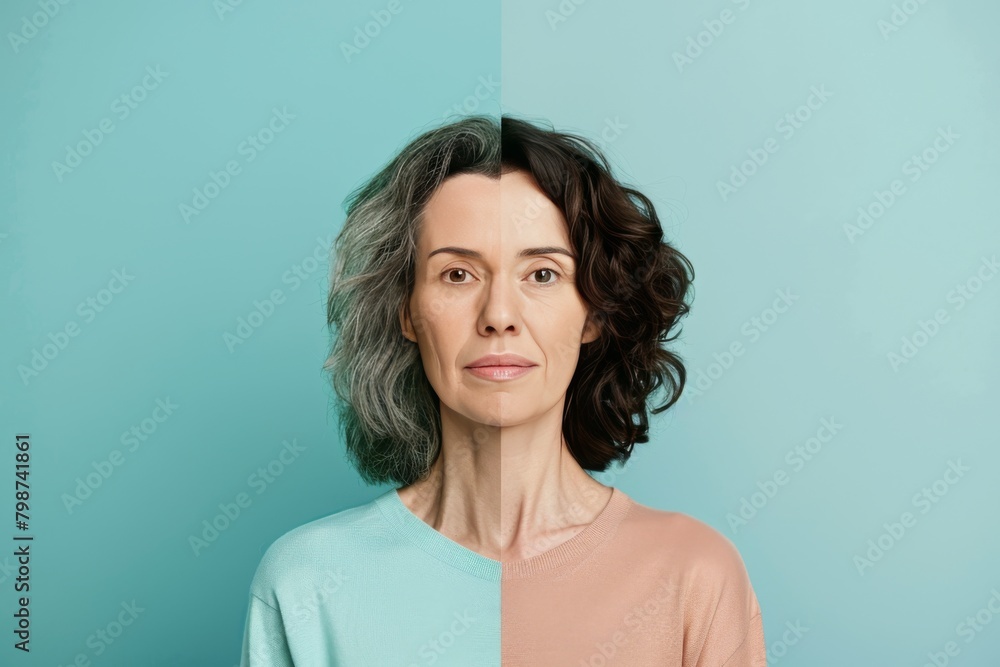 Poster modern aging textures managed with dry skin tipsaging split representations, focusing on split impro