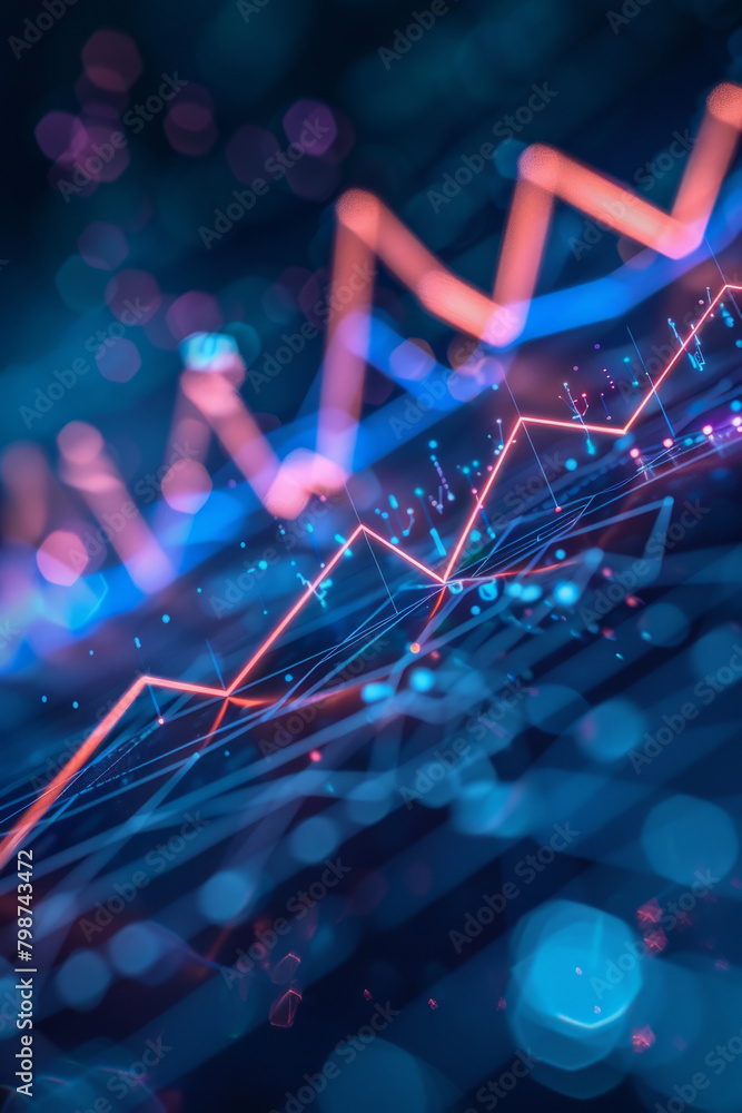 Poster financial growth chart showing strong performance with upward trending lines and data points.