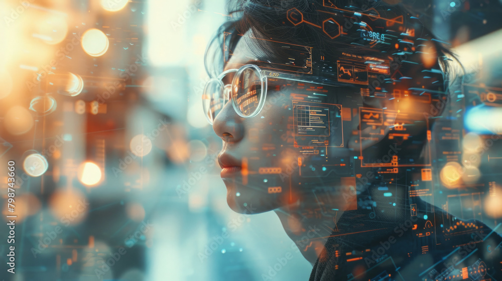 Aufkleber a visually striking representation of the intersection between technology and human capabilities thr
