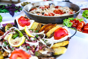 Assorted Food Spread on a Table