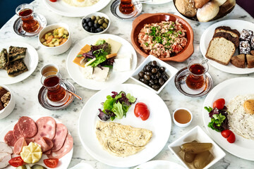 Abundant Plates of Food on a Table