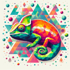 chameleon in low poly