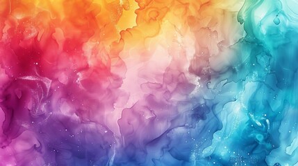 Abstract watercolor splashes in a rainbow of colors, blending organically for a dynamic and colorful wallpaper illustration