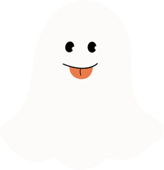 Obraz premium Cute Halloween white ghost vector. Halloween sheet ghost vector isolated.