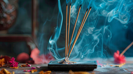 aroma sticks in the Buda spa salon. Selective focus.