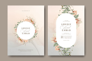 creamy wedding card template with floral design