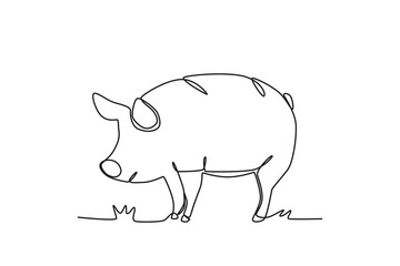 Single continuous line drawing of the Livestock pigs. Successful farming minimalism concept. Dynamic one line draw graphic design vector illustration.
