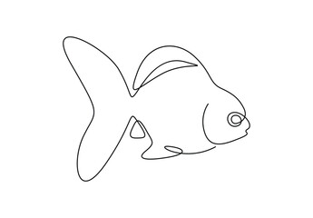 Goldfish in one continuous line drawing vector illustration. Premium  vector