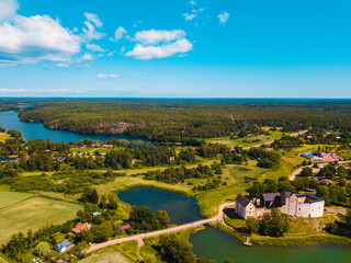 Areal panoramic view from the Kastelholm castle, Åland island, Finland