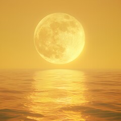 the full moon at night ,glowing yellow sky