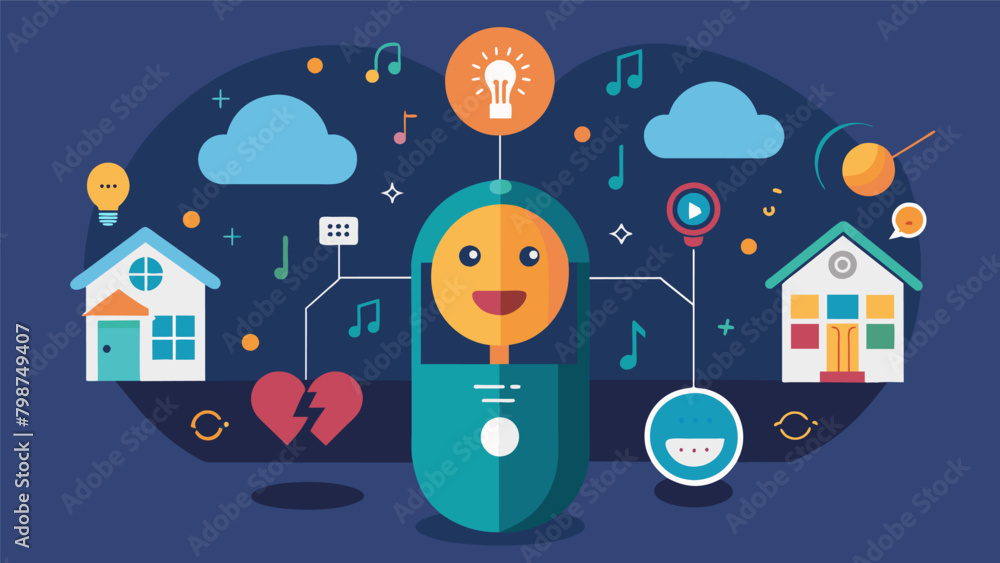 Poster a smart home device that uses facial recognition technology to adjust the lighting temperature and m