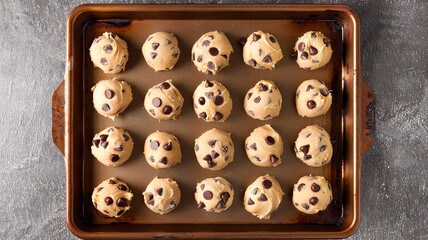 Obraz premium Shortbread cookies with chocolate drops. Selective focus.