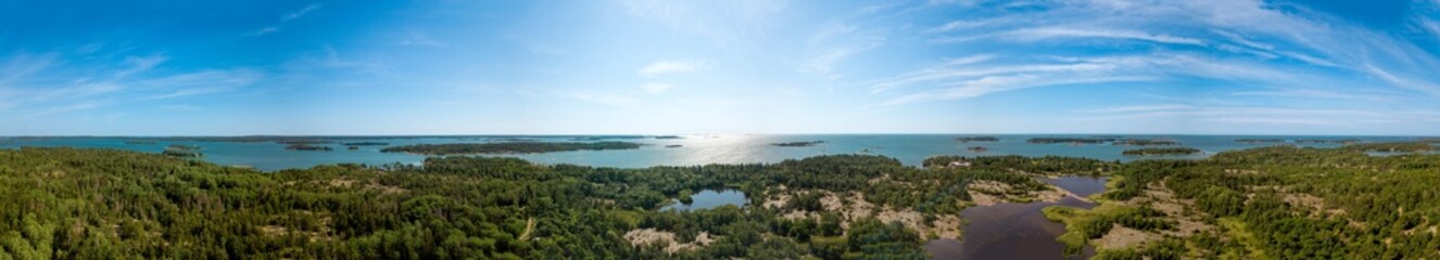 Areal panoramic view from the Finnish archipelago, Åland island, Finland