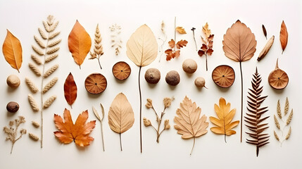 Autumn composition. Pattern made of dried leaves 