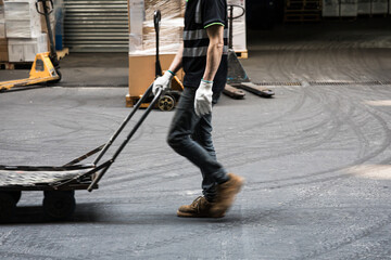 Warehouse Logistic - Truck and cargo at industrial warehouse