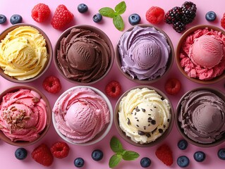 Obraz premium Indulge in the creamiest, most delicious ice cream you've ever tasted. With a variety of flavors to choose from, there's something for everyone.