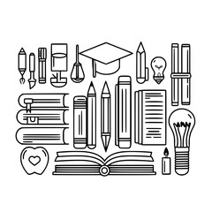 Education icon, student icon, teacher icon, university icon, computer icon, learning icon, school icon, studying icon, graduation icon, library icon, technology icon, backpack icon, certificate icon, 