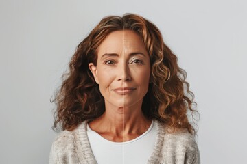 Before and after aging integration in skincare stage management, highlighting face lift considerations and age progression proactive healthy aging methods and chronological aging management.