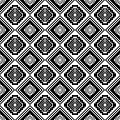 Weaving inspired seamless vector pattern - perfect folk art background for any textile or fabric design in black and white style.