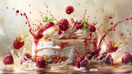 A food illustration of a mouthwatering dessert, bursting with flavor and enticing textures