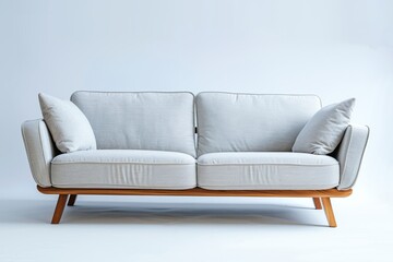 Modern Light Gray Fabric Sofa Against a Plain White Background