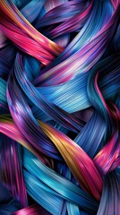 3D render of a bunch of colorful ribbons twisted together