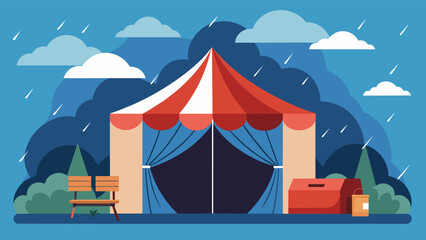WeatherProof In case of any unexpected weather a large tent is set up to serve as a shelter for moviegoers allowing the event to continue rain or. Vector illustration