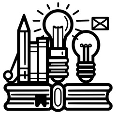 Education icon, student icon, teacher icon, university icon, computer icon, learning icon, school icon, studying icon, graduation icon, library icon, technology icon, backpack icon, certificate icon, 